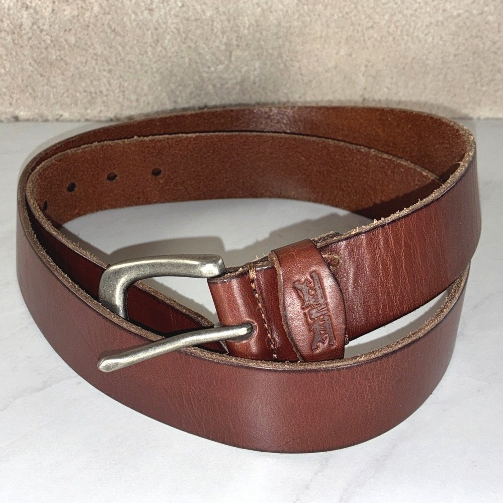 Levi's Brown Leather Belt - XL - Silver Buckle Classic Rugged Western